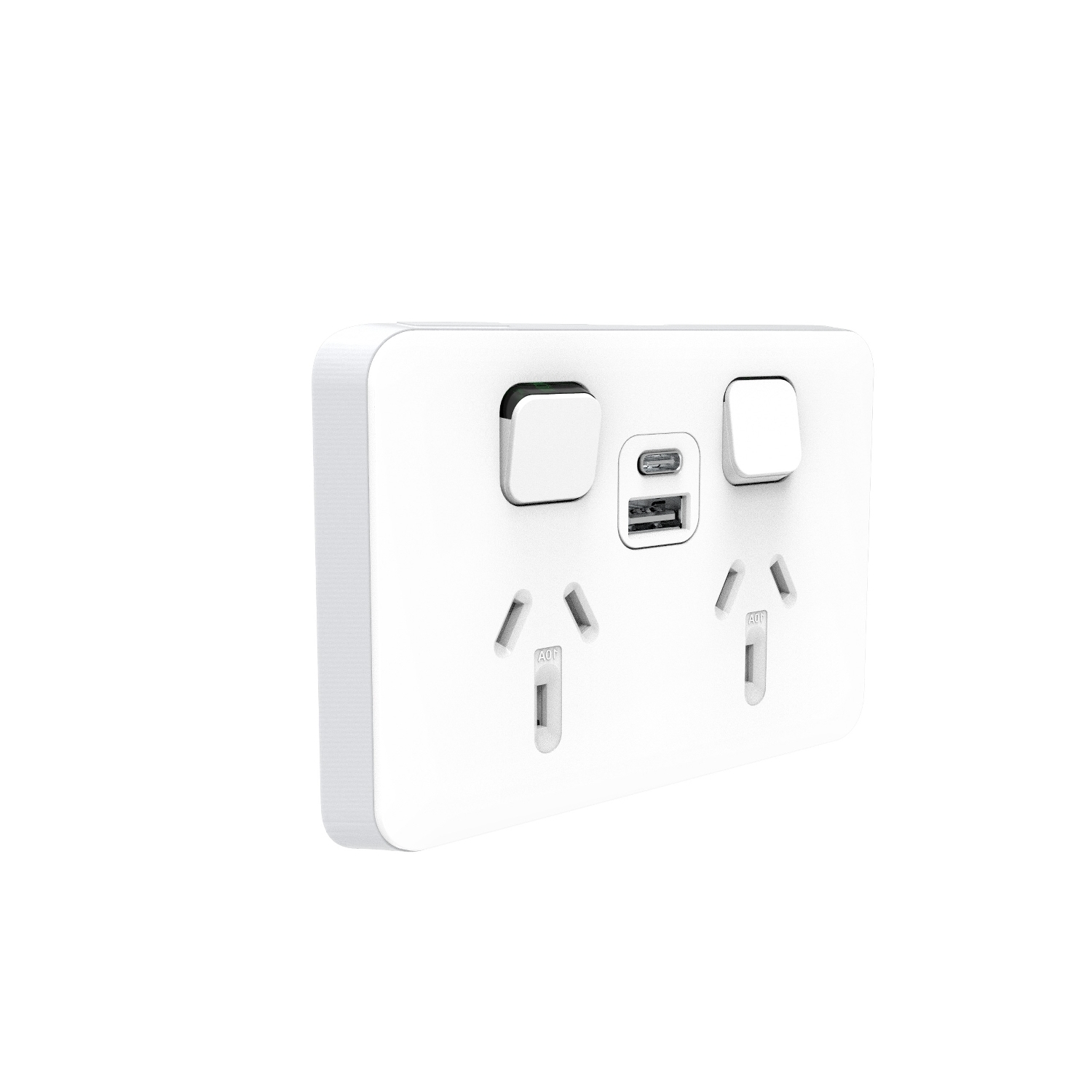 PDL395USBAC-VW - PDL Iconic Double Switched Socket 10Amp + USB A+C - Vivid White